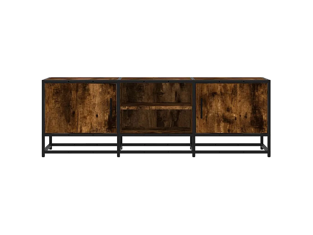 Tv-meubel 120x35x41 cm bewerkt hout metaal gerookt eikenkleurig