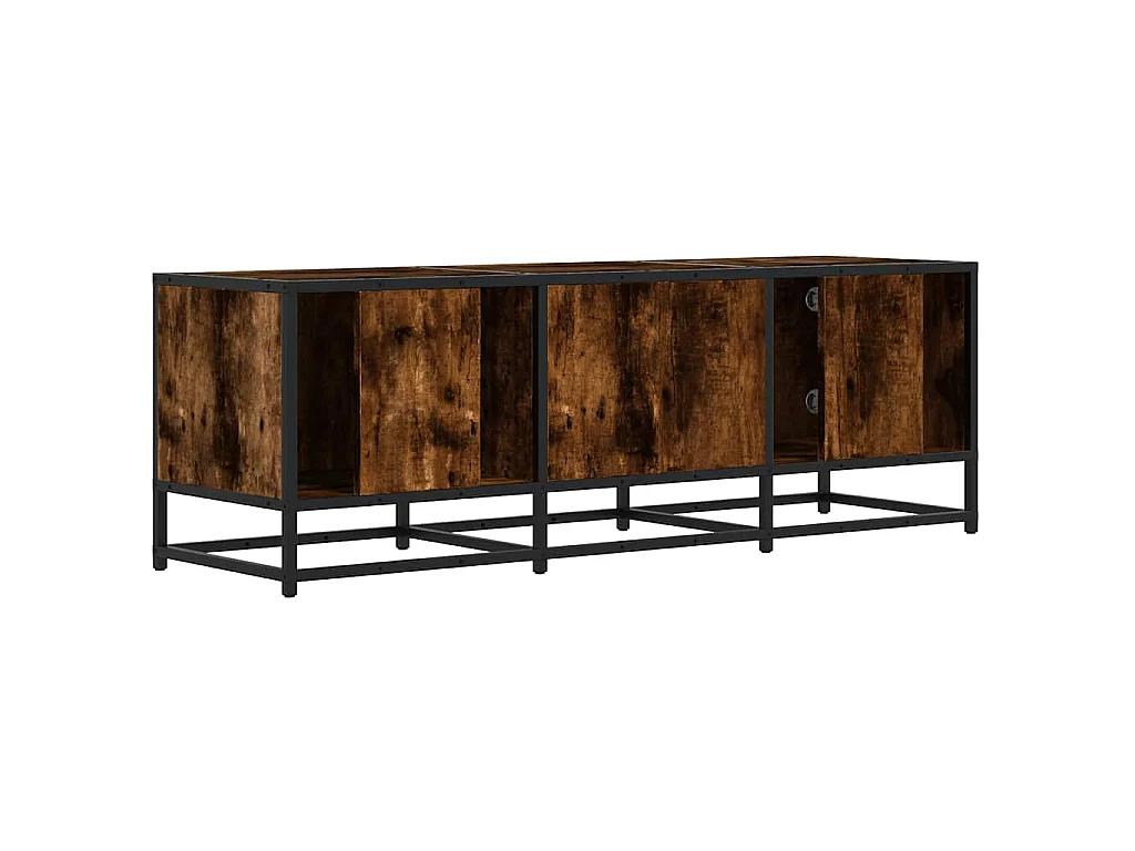 Tv-meubel 120x35x41 cm bewerkt hout metaal gerookt eikenkleurig