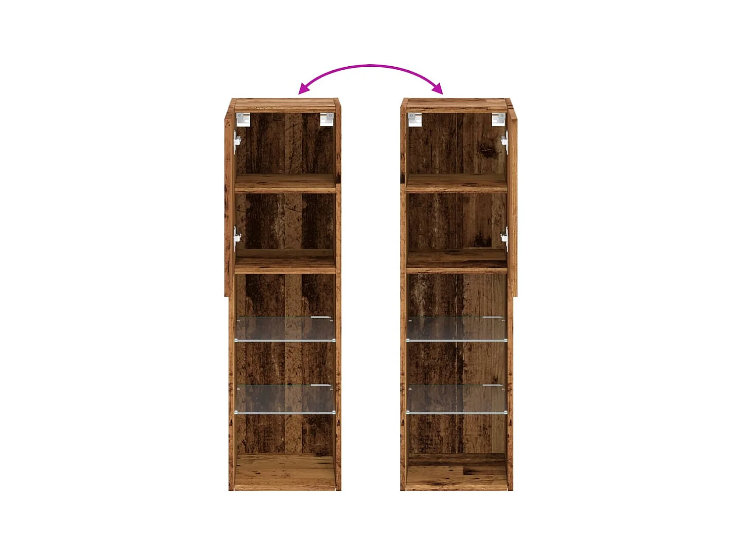 Meuble TV avec lumières LED vieux bois 30,5x30x102 cm