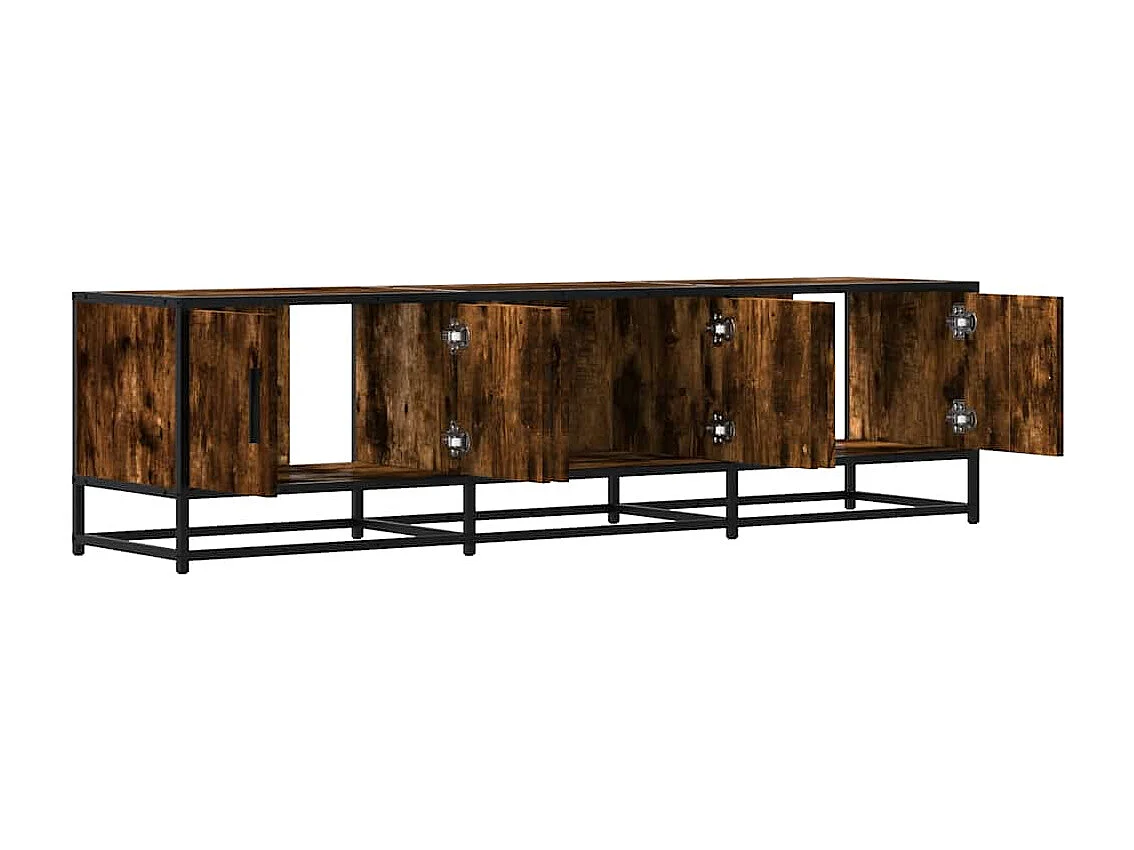 Meuble TV chêne fumé 150x35x41 cm bois d'ingénierie et métal