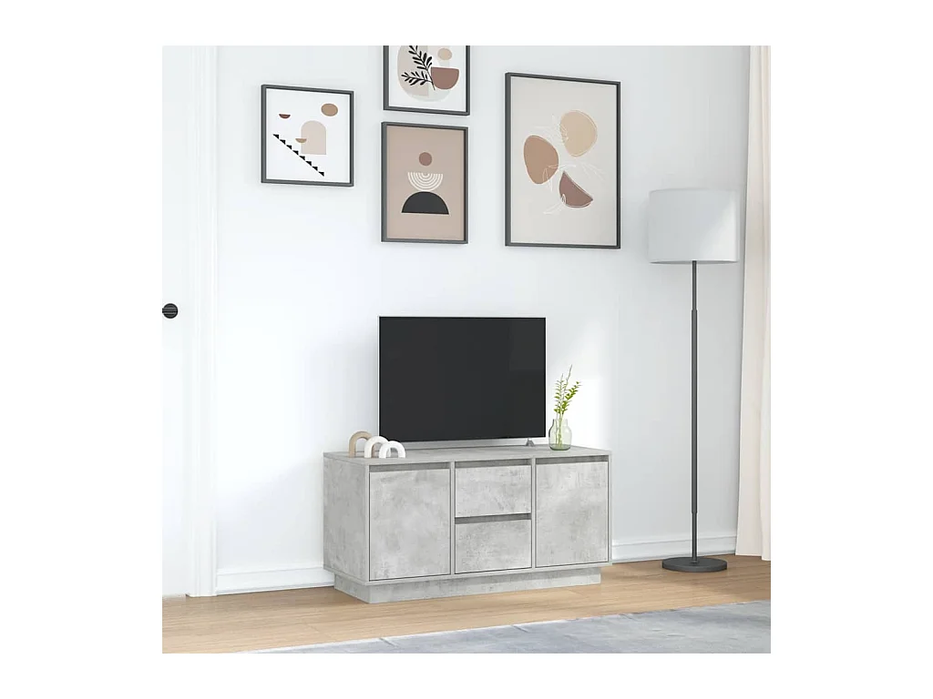 Meuble TV avec lumières LED gris béton 100x41x50 cm