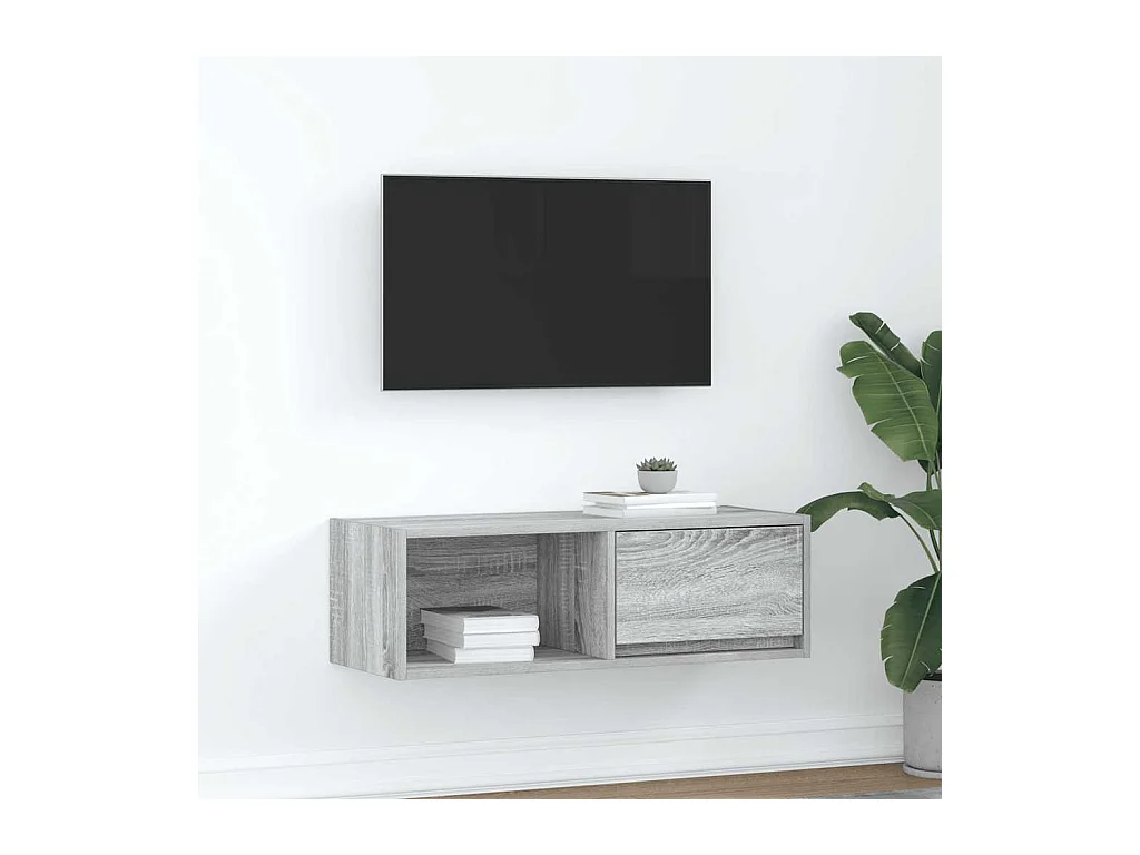 Meuble TV sonoma gris 80x31x25,5 cm bois d'ingénierie