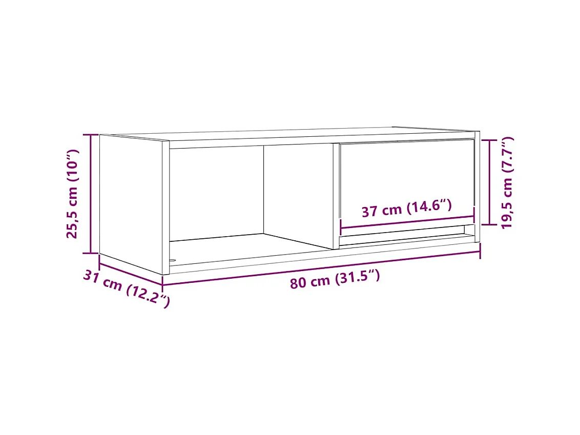 Meuble TV sonoma gris 80x31x25,5 cm bois d'ingénierie