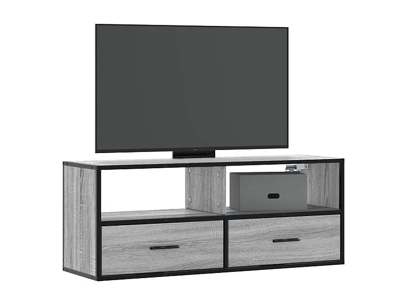 Mobile TV Grigio Sonoma 100x31x39,5cm Legno Multistrato Metallo