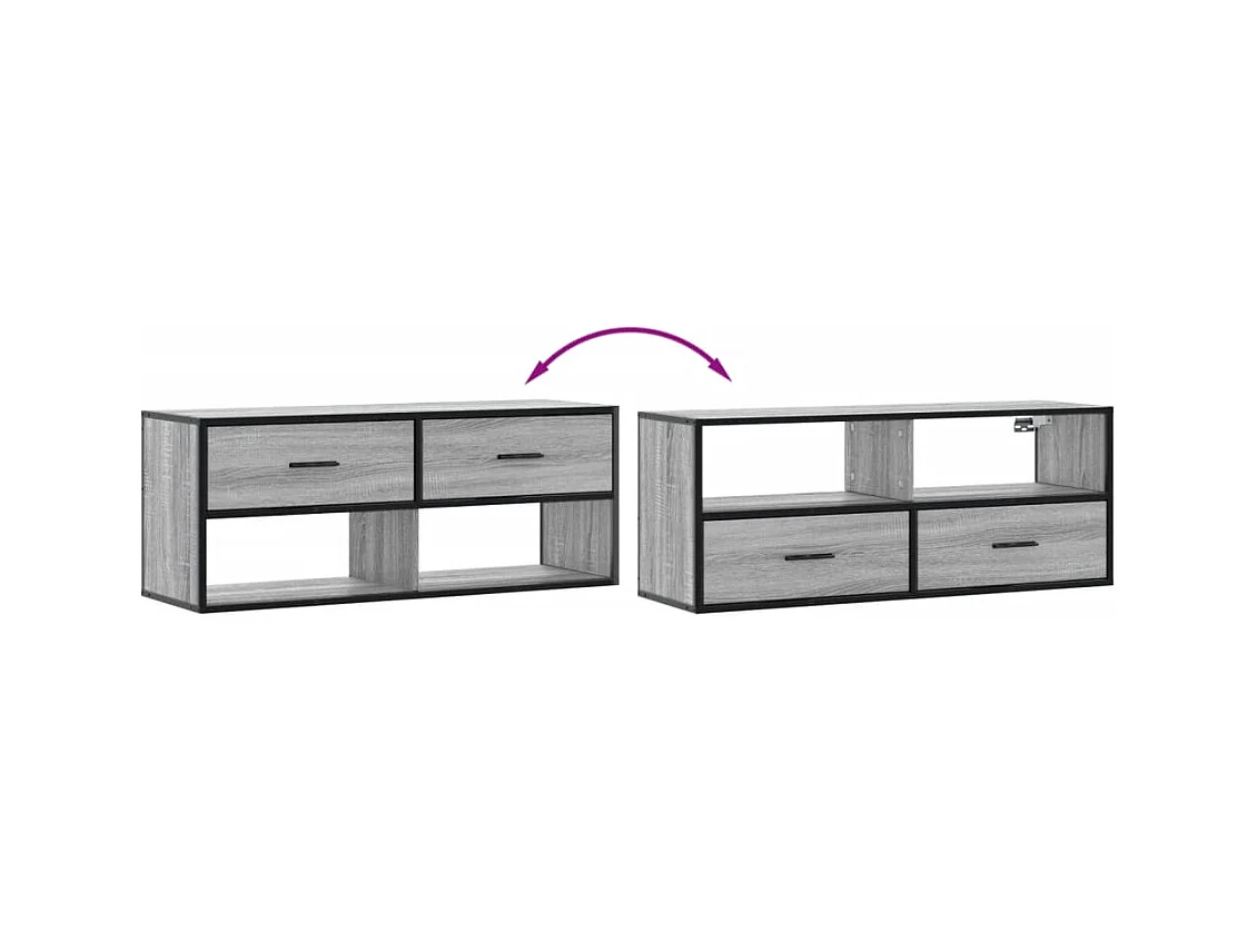 Meuble TV sonoma gris 100x31x39,5 cm bois d'ingénierie et métal