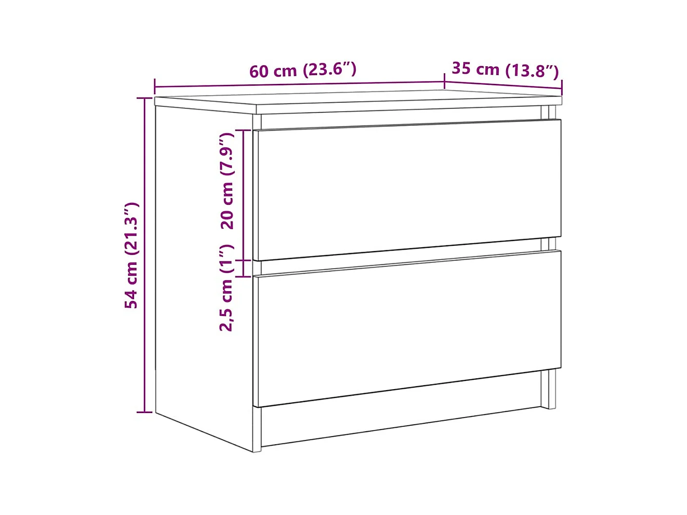 Meuble TV gris béton 60x35x54 cm bois d'ingénierie