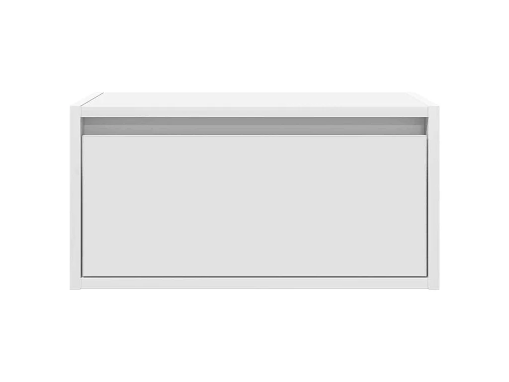 Tables de chevet murales avec lumières LED 2 pcs blanc
