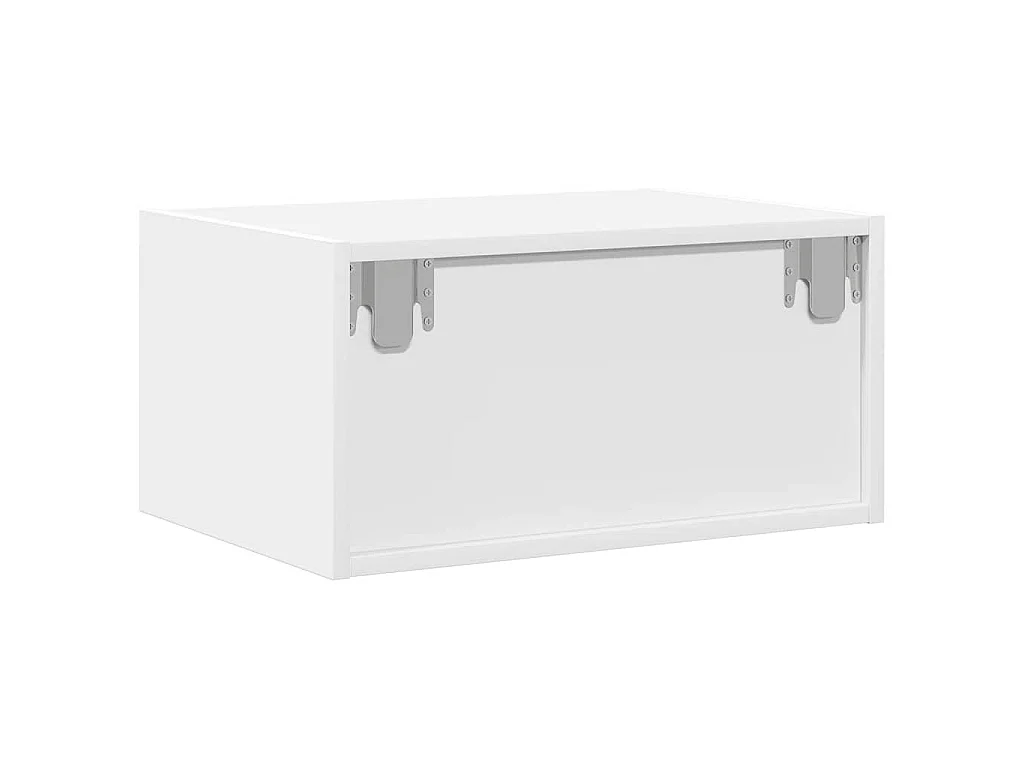 Tables de chevet murales avec lumières LED 2 pcs blanc