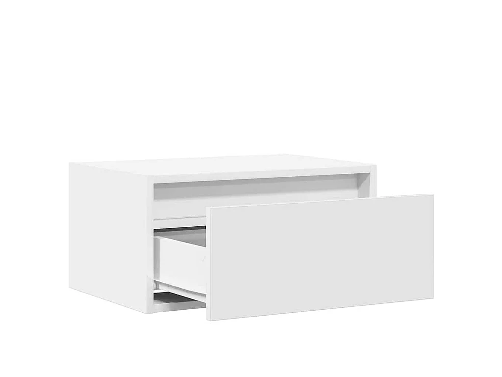 Tables de chevet murales avec lumières LED 2 pcs blanc