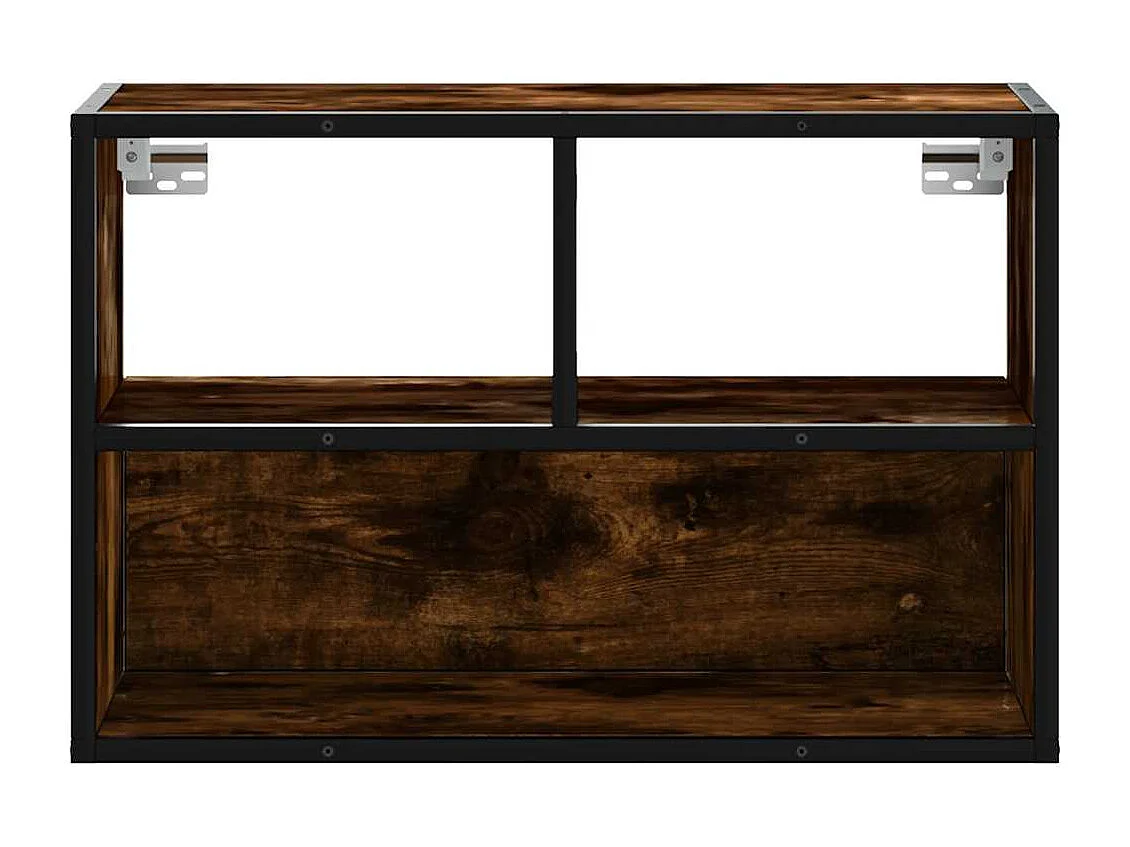 Meuble TV chêne fumé 60x31x39,5 cm bois d'ingénierie et métal