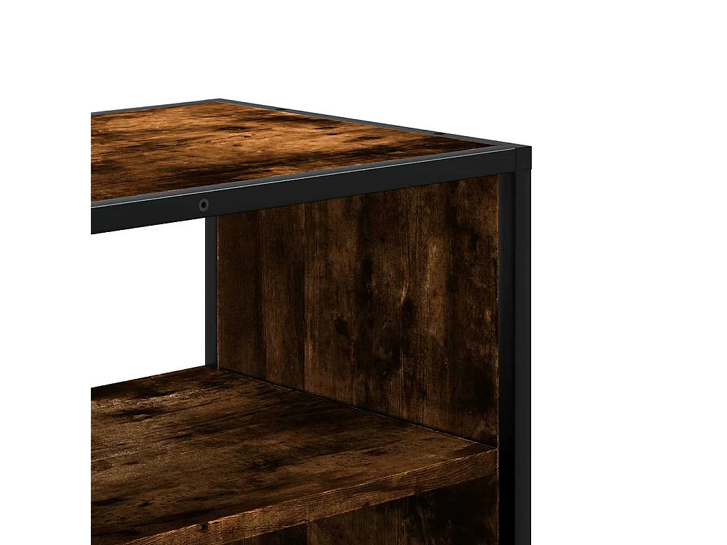 Meuble TV chêne fumé 60x31x39,5 cm bois d'ingénierie et métal