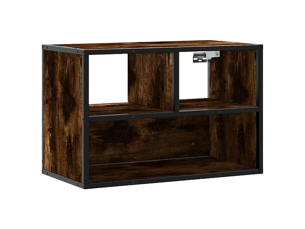 Meuble TV chêne fumé 60x31x39,5 cm bois d'ingénierie et métal