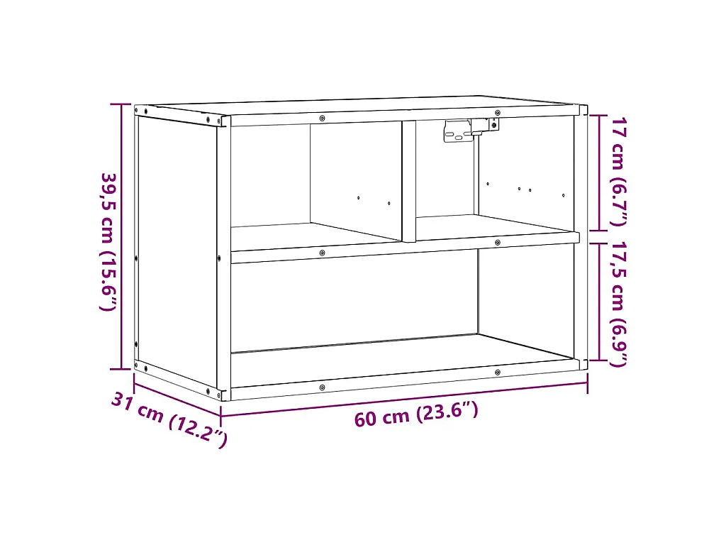 Meuble TV chêne fumé 60x31x39,5 cm bois d'ingénierie et métal