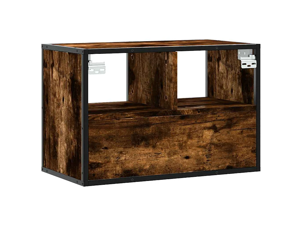 Meuble TV chêne fumé 60x31x39,5 cm bois d'ingénierie et métal