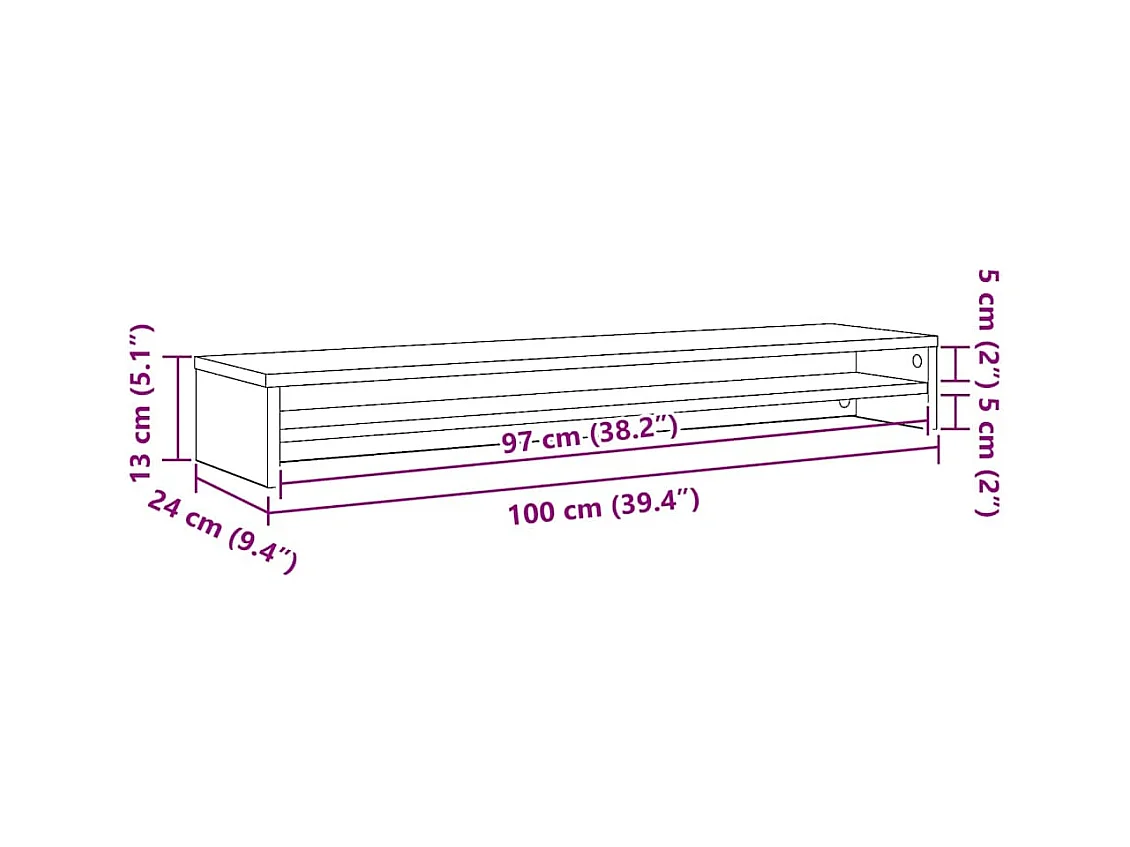 Support d'écran en chêne noir 100 x 24 x 13 cm Bois d'ingénierie