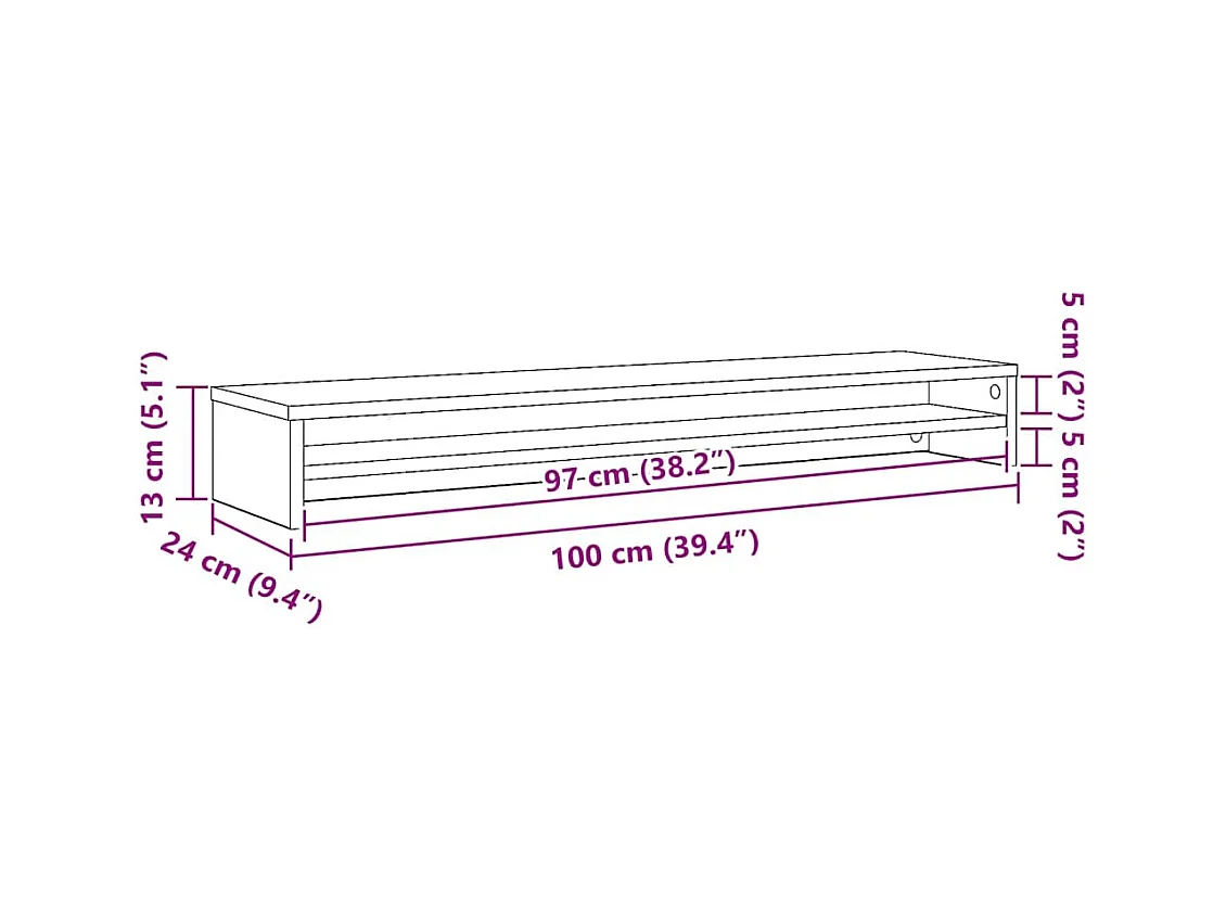 Support d'écran en chêne noir 100 x 24 x 13 cm Bois d'ingénierie