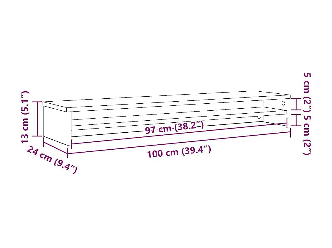 Monitorständer Schwarze Eiche 100 x 24 x 13 cm Holzwerkstoff