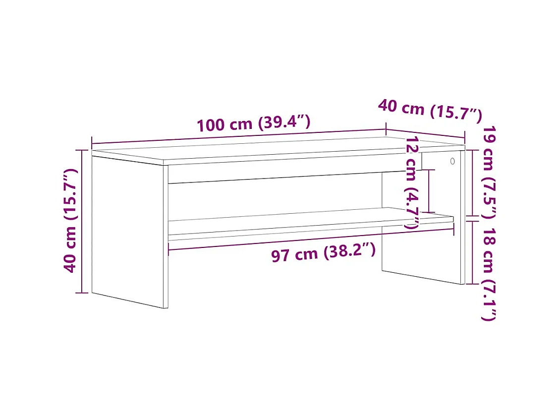 Meuble TV Blanc brillant 100 x 40 x 40 cm Aggloméré