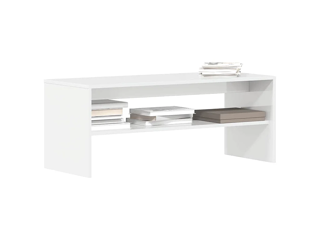 Meuble TV Blanc brillant 100 x 40 x 40 cm Aggloméré