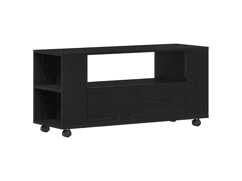 TV-Schrank mit Rollen Schwarz Eichen-Optik 102x34,5x43cm
