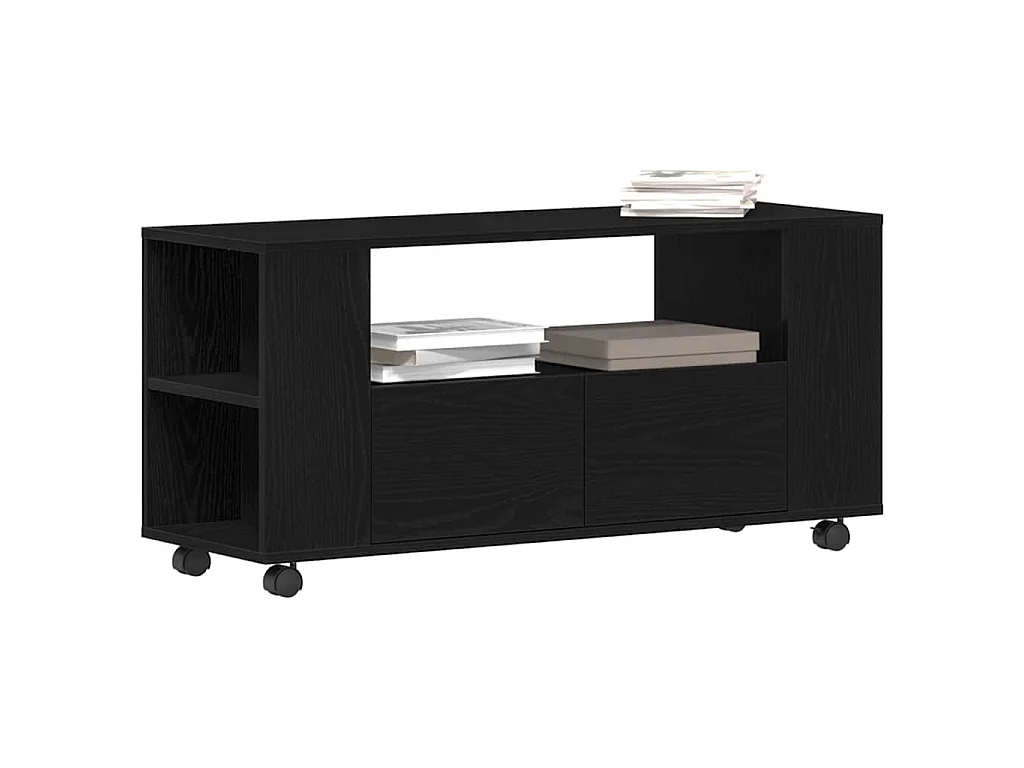 TV-Schrank mit Rollen Schwarz Eichen-Optik 102x34,5x43cm