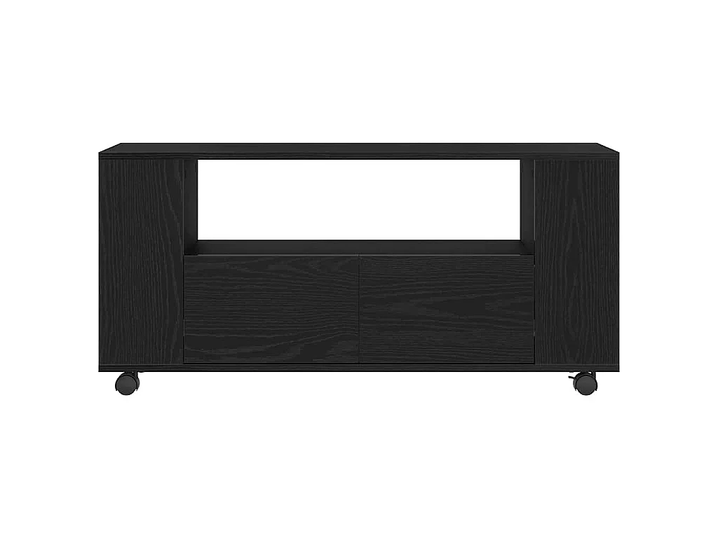 TV-Schrank mit Rollen Schwarz Eichen-Optik 102x34,5x43cm