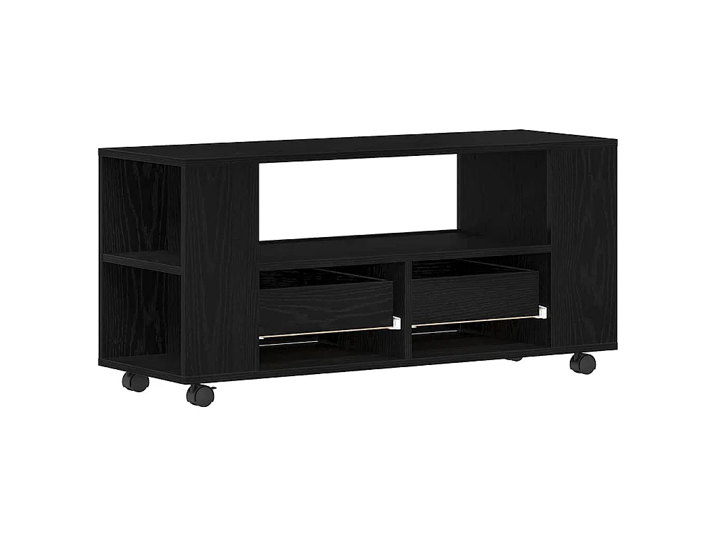 TV-Schrank mit Rollen Schwarz Eichen-Optik 102x34,5x43cm