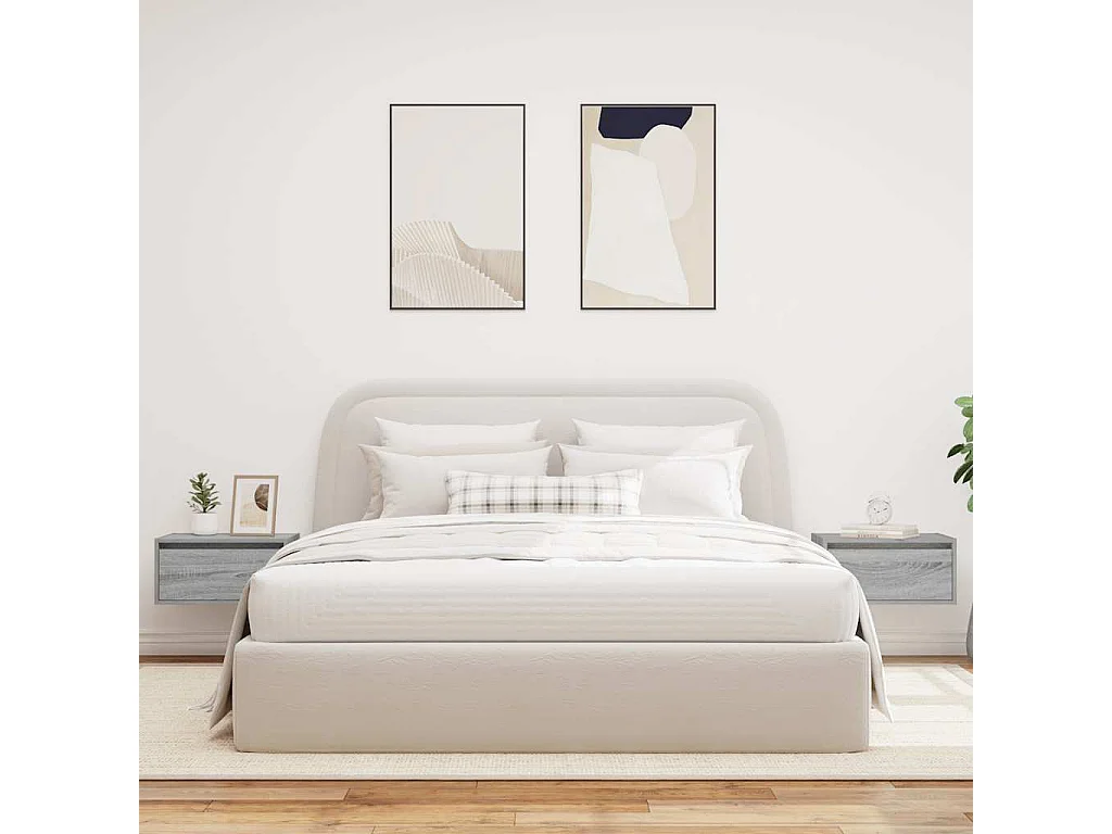 Wand-Nachttische mit LED-Leuchten 2 Stk. Grau Sonoma