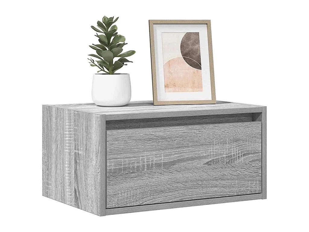 Comodini a Parete con luci LED 2 pz Grigio Sonoma