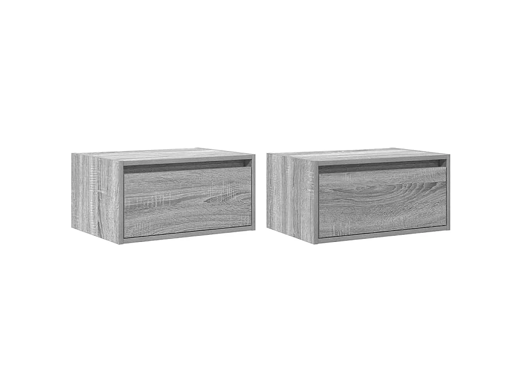 Tables de chevet murales avec lumières LED 2 pcs sonoma gris