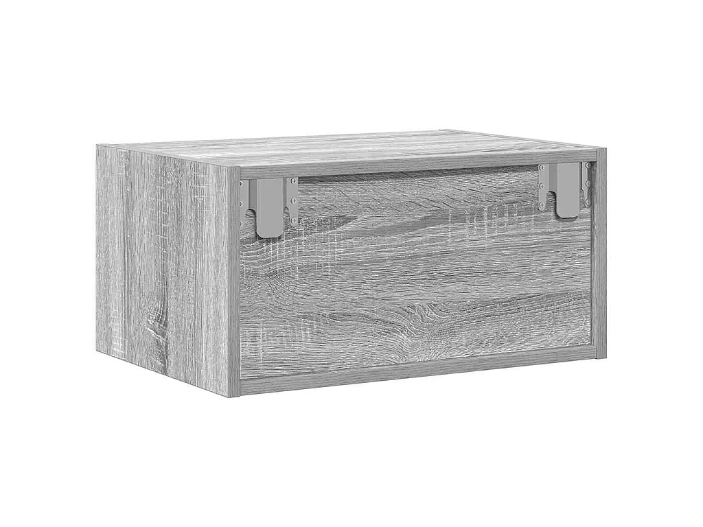 Tables de chevet murales avec lumières LED 2 pcs sonoma gris