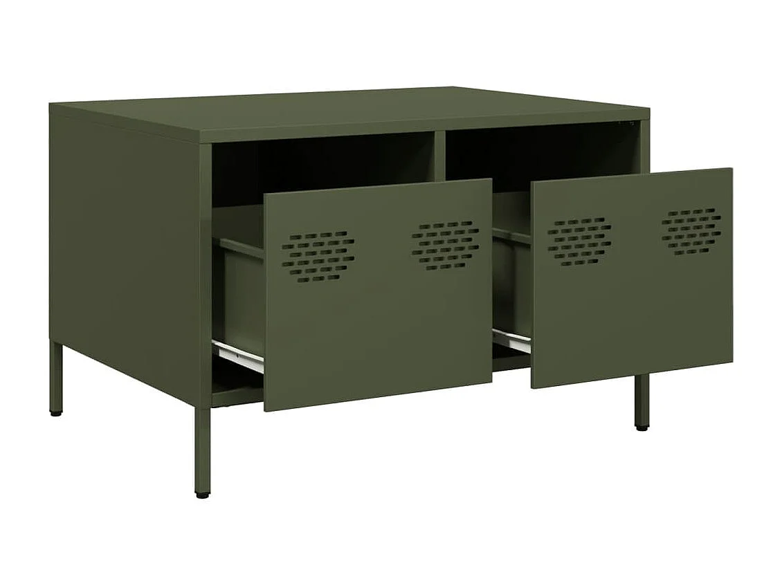 Meuble TV vert olive 68x50x43,5 cm acier laminé à froid
