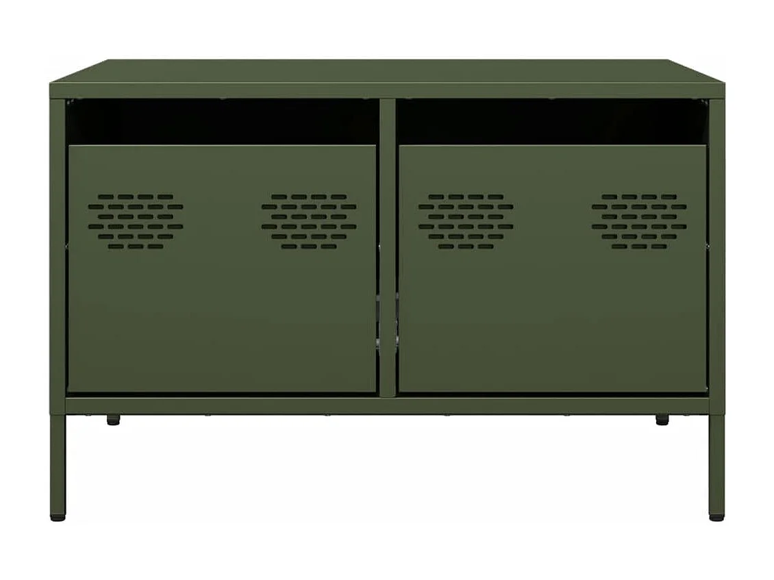 Meuble TV vert olive 68x50x43,5 cm acier laminé à froid