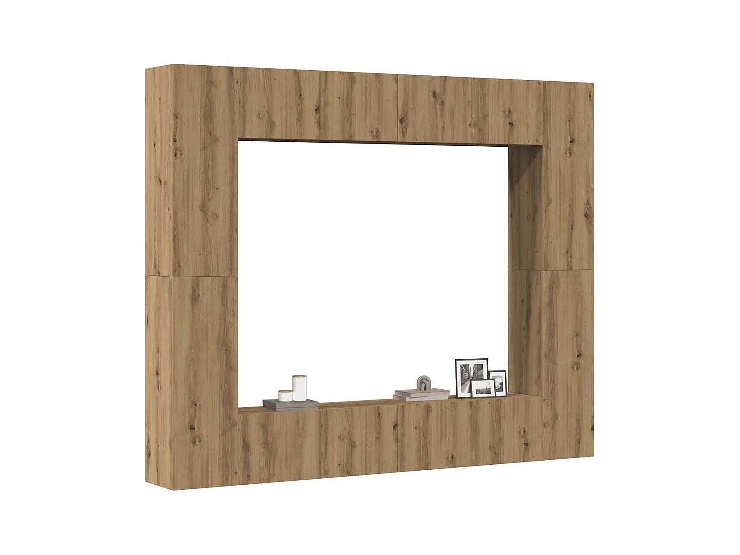 Conjunto de armário TV parede 8 pcs madeira carvalho artisiano