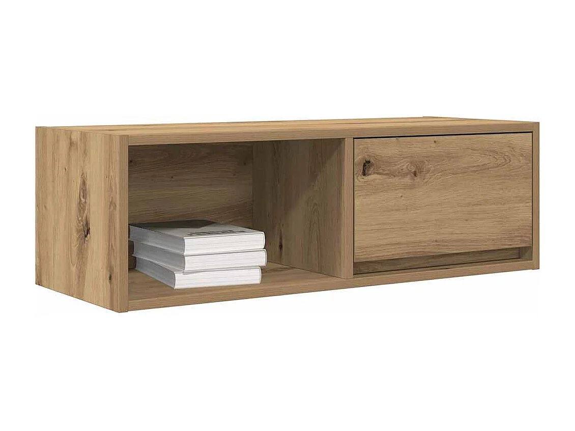 Meuble TV chêne artisanal 80x31x25,5 cm bois d'ingénierie