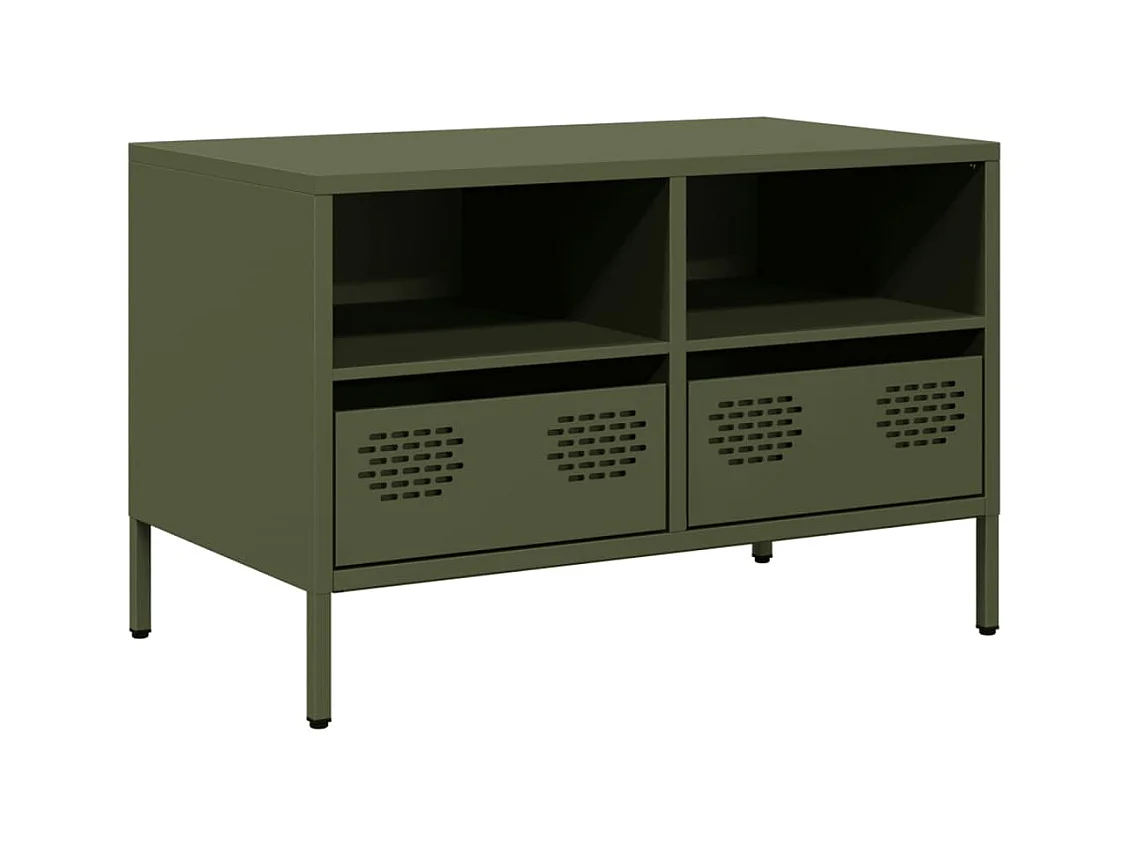 Meuble TV vert olive 68x39x43,5 cm acier laminé à froid