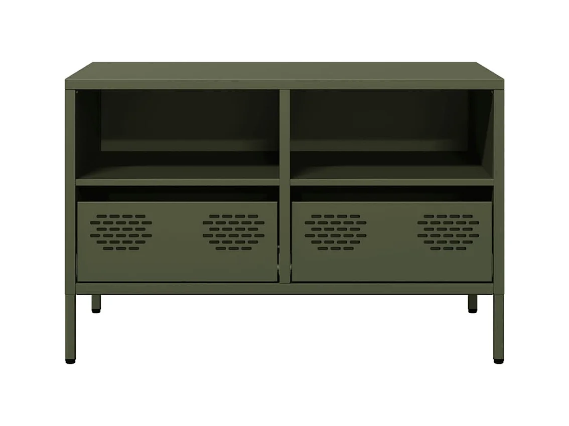Meuble TV vert olive 68x39x43,5 cm acier laminé à froid