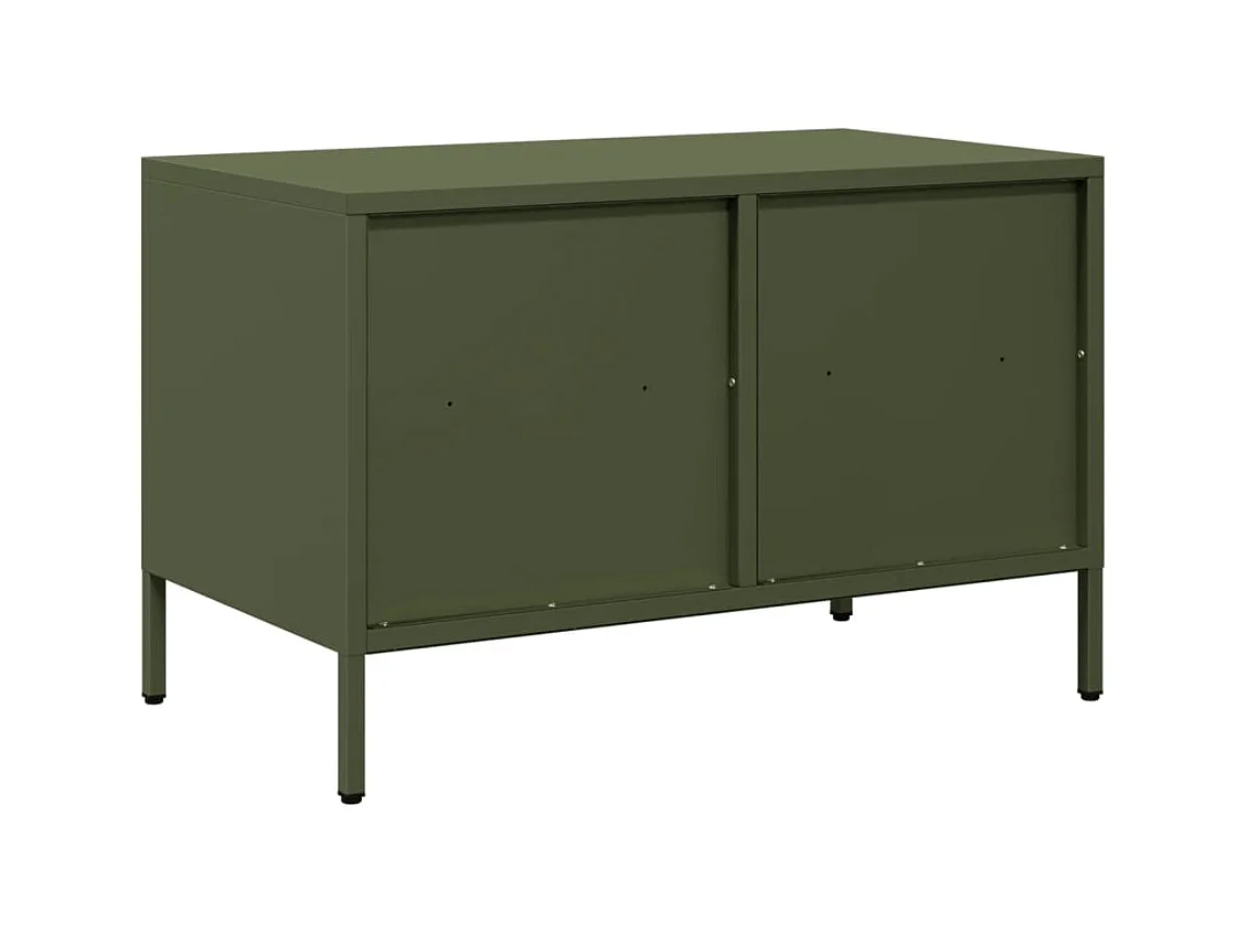 Meuble TV vert olive 68x39x43,5 cm acier laminé à froid