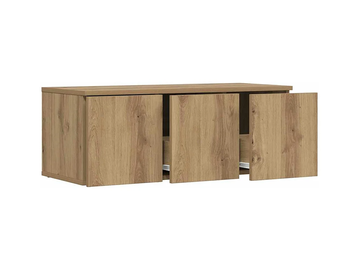 Meuble TV chêne artisanal 80x34x30 cm bois d'ingénierie