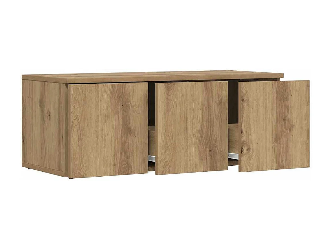 Meuble TV chêne artisanal 80x34x30 cm bois d'ingénierie