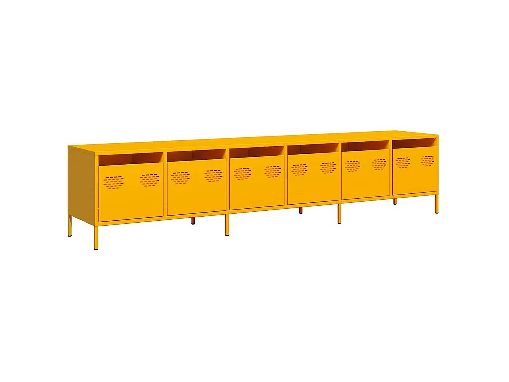 Mobile TV Giallo Senape 202x39x43,5cm Acciaio Laminato a Freddo