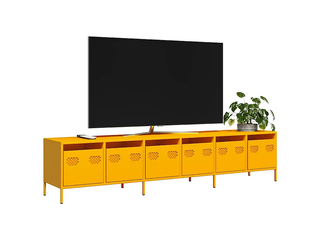 Mobile TV Giallo Senape 202x39x43,5cm Acciaio Laminato a Freddo