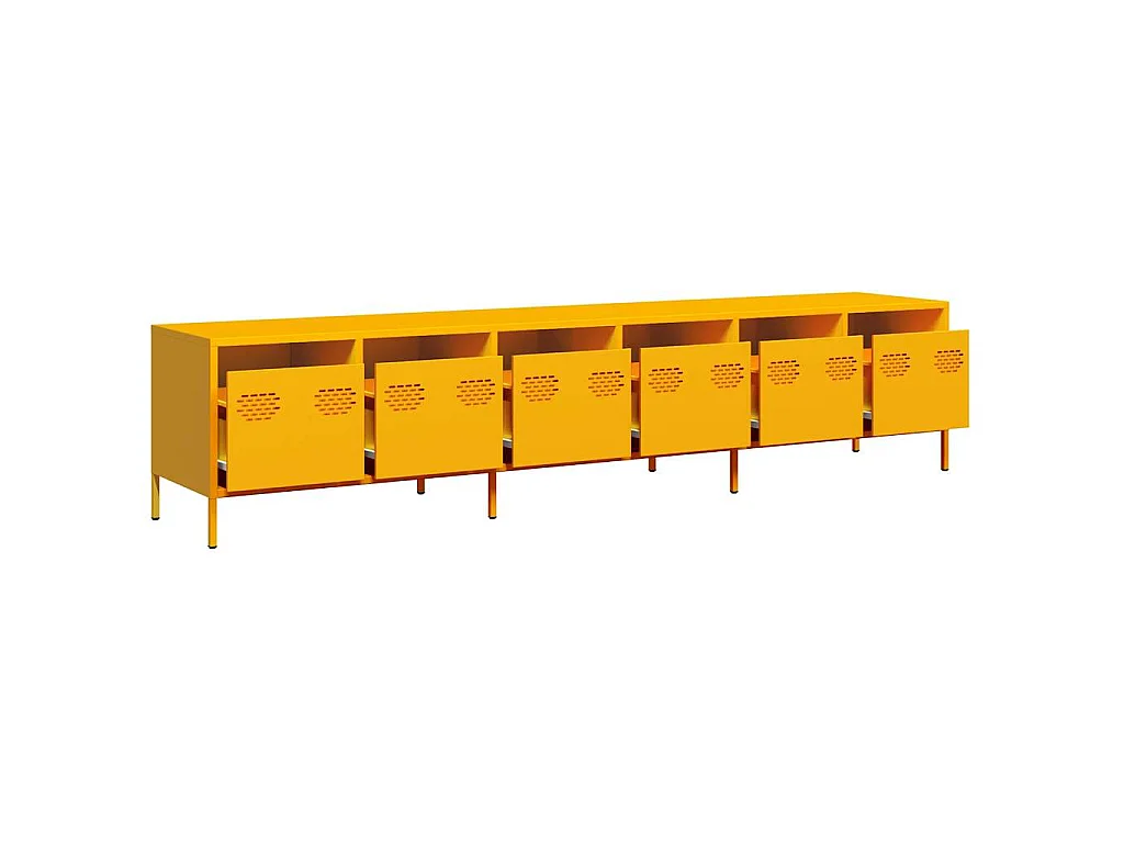 Mobile TV Giallo Senape 202x39x43,5cm Acciaio Laminato a Freddo