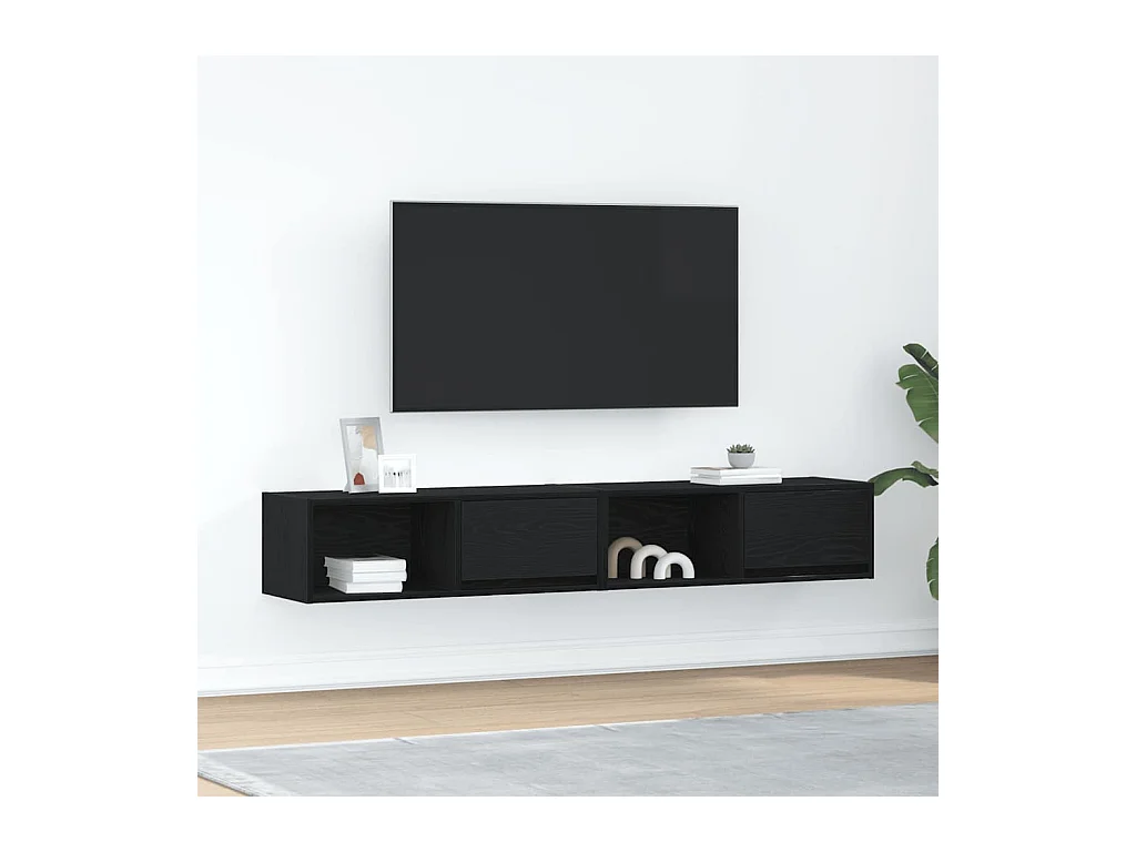 TV-Schränke 2 Stk. Schwarz Eichen-Optik 80x31x25,5 cm