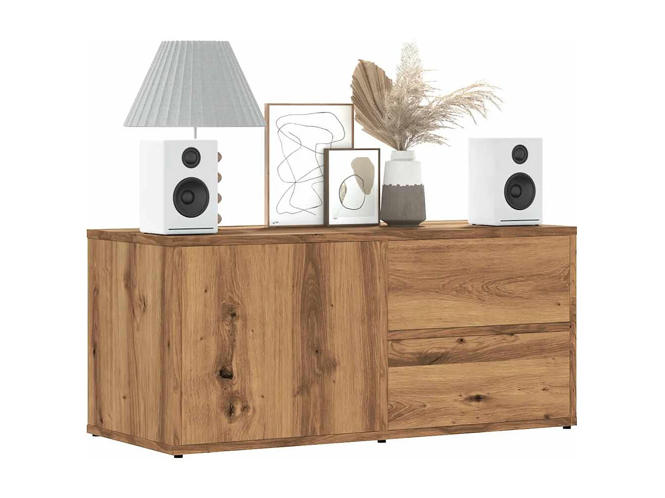 Mobile Porta TV Rovere Artigianale 80x34x35,5 cm Truciolato