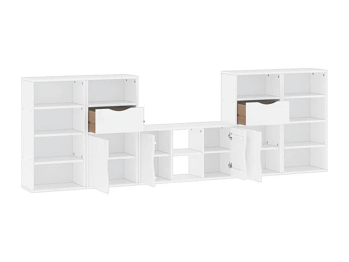 Meubles TV 5 pcs avec rangement ODDA blanc bois de pin massif