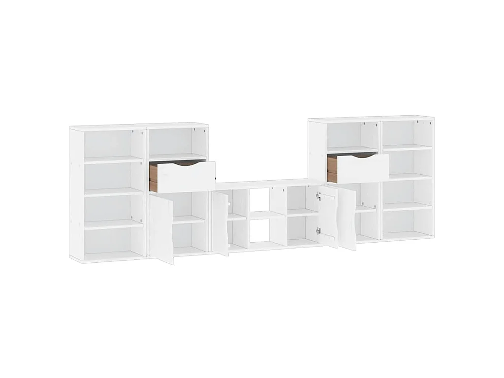 Meubles TV 5 pcs avec rangement ODDA blanc bois de pin massif