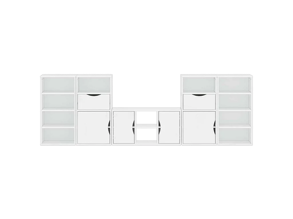 Meubles TV 5 pcs avec rangement ODDA blanc bois de pin massif