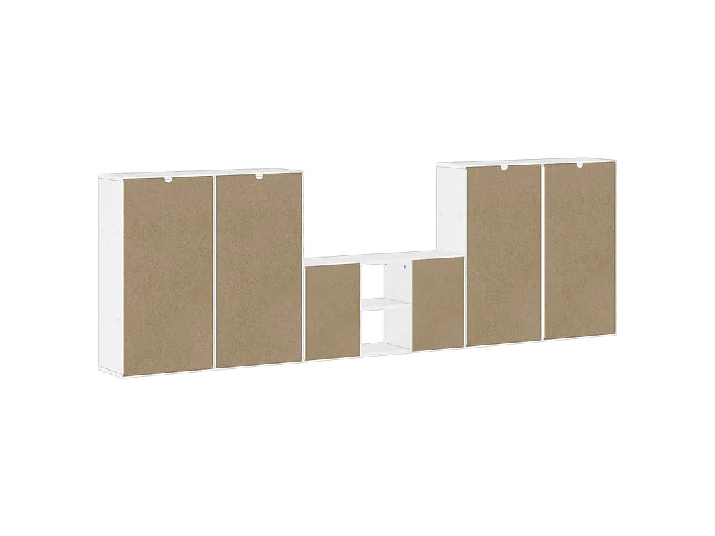Meubles TV 5 pcs avec rangement ODDA blanc bois de pin massif