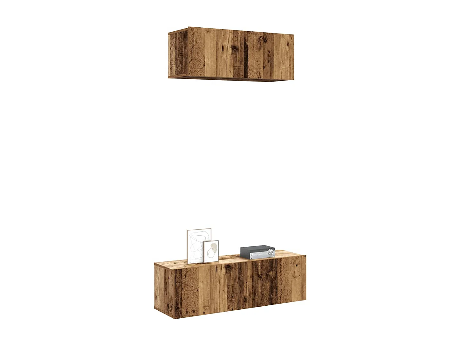 Ensemble de meuble TV mural 2 pcs vieux bois bois d'ingénierie